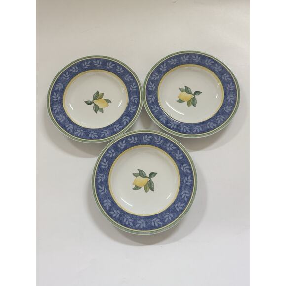 Set of 3 Vintage Villeroy & Boch Rimmed Bowls LEMONS Cereal Soup GERMANY Made - Picture 1 of 10